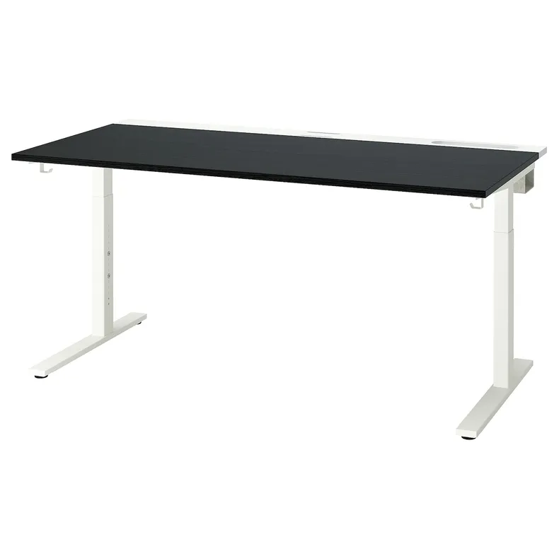 IKEA MITTZON МІТТЗОН, письмовий стіл, окль попелястий чорний білий, 160x80 см 995.291.15 фото №1