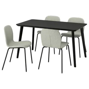 IKEA LISABO ЛІСАБО / KARLPETTER КАРЛЬПЕТТЕР, стіл+4 стільці, чорний / Gunnared Гуннаред світло-зелений чорний, 140x78 см 595.686.13 фото