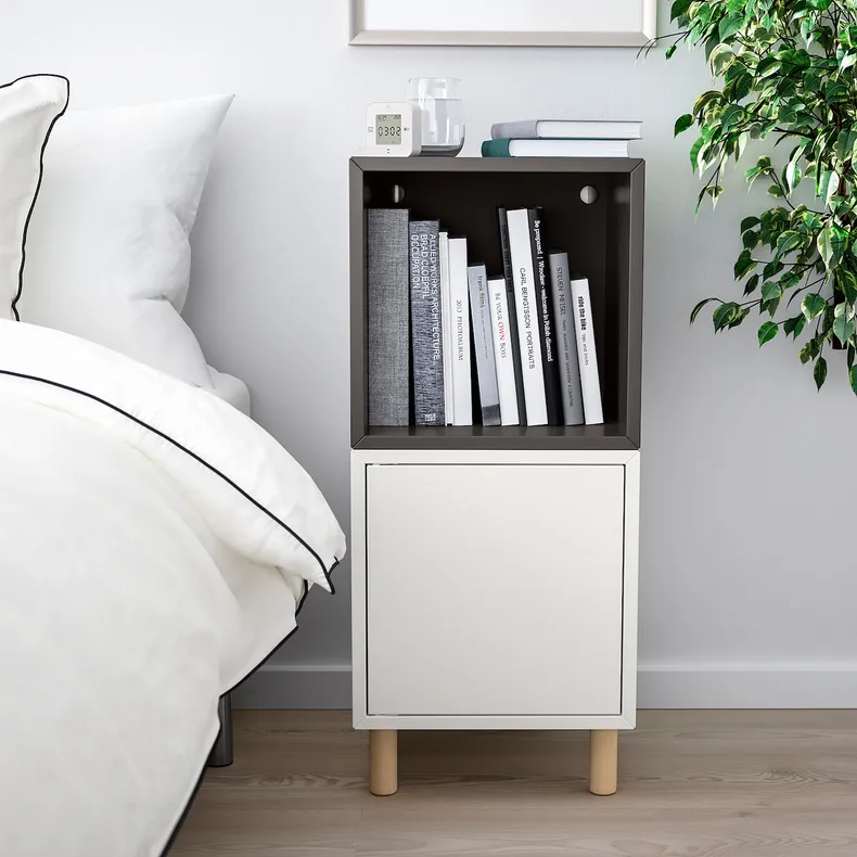 IKEA EKET ЕКЕТ, комбінація шаф із ніжками, білий темно-сірий / деревина, 35x35x80 см 193.860.78 фото №2
