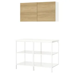 IKEA ENHET ЕНХЕТ, шафа, білий/імітація. дуб, 123x63.5x207 см 095.480.62 фото