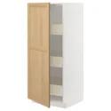 IKEA METOD МЕТОД / MAXIMERA МАКСИМЕРА, высокий шкаф с ящиками, белый / дуб форсбака, 60x60x140 см 295.094.70 фото thumb №1