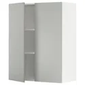 IKEA METOD МЕТОД, навісна шафа з полицями / 2 дверцят, білий / Хавсторп світло-сірий, 80x100 см 995.383.65 фото thumb №1