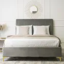 Кровать двуспальная бархатная MEBEL ELITE MARCELO Velvet, 140x200 см, серый фото thumb №3