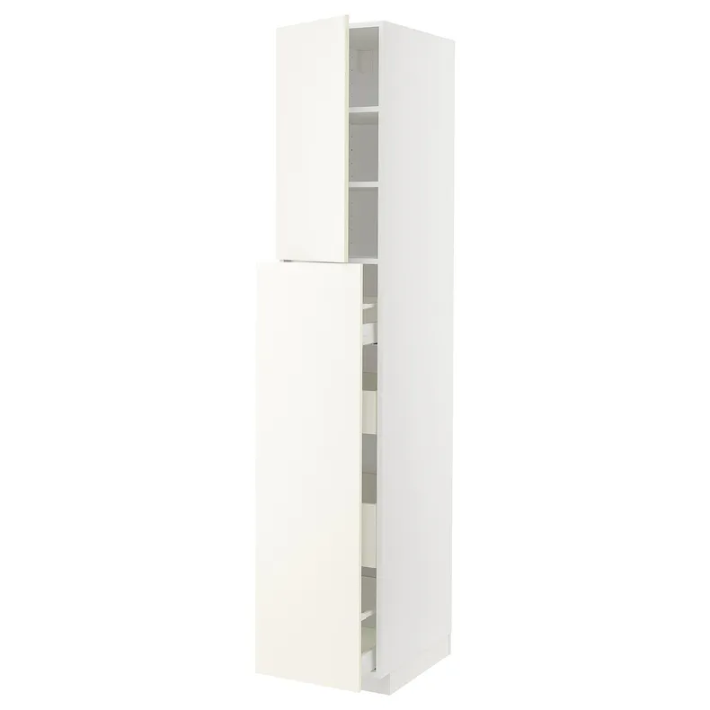 IKEA METOD МЕТОД / MAXIMERA МАКСИМЕРА, высокий шкаф / выдв секц / 4ящ / 1дв / 2плк, белый / Вальстена белый, 40x60x220 см 695.074.26 фото №1
