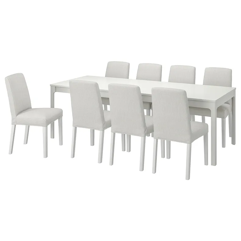 IKEA EKEDALEN ЭКЕДАЛЕН / BERGMUND БЕРГМУНД, стол и 8 стульев, белый белый / светло-серый, 180 / 240 см 394.829.17 фото №1