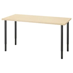IKEA MITTCIRKEL МИТТЦИРКЕЛЬ / OLOV ОЛОВ, письменный стол, яркий эффект сосны / черного цвета, 140x60 см 995.087.59 фото