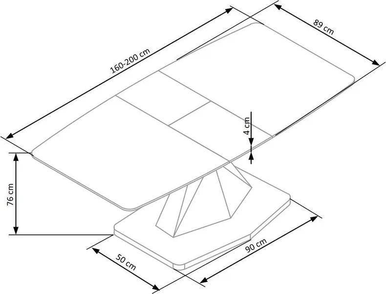 Кухонный стол раскладной HALMAR DIAMOND 160-200x89 см, столешница - золотой дуб, ножка - золотой дуб фото №15