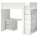 IKEA SMÅSTAD СМОСТАД, кровать-чердак, Белый серый с письменным столом с 2 полками, 90x200 см 695.202.58 фото thumb №1