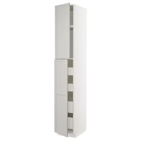 IKEA METOD МЕТОД / MAXIMERA МАКСІМЕРА, висока шафа, 2 дверцят / 4 шухляди, білий / світло-сірий Lerhyttan, 40x60x240 см 594.660.06 фото