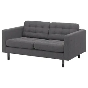 IKEA LANDSKRONA ЛАНДСКРУНА, 2-местный диван, Окрашенный в темно-серый/деревянный/черный цвет 094.442.05 фото