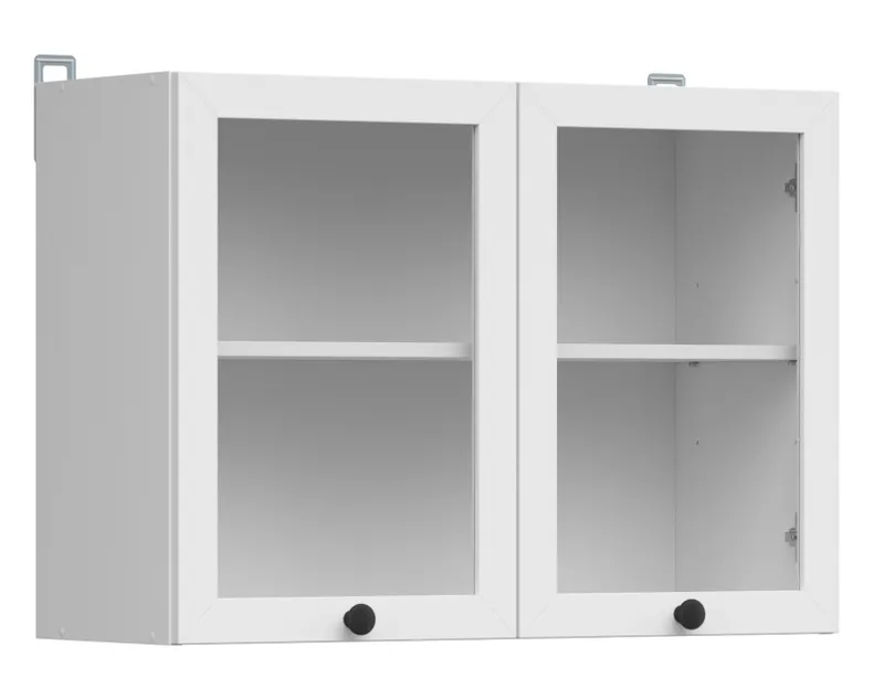 BRW Двухдверный верхний кухонный шкаф Junona Line 80 см с дисплеем белый, белый G2W/80/57-BI/BI фото №2