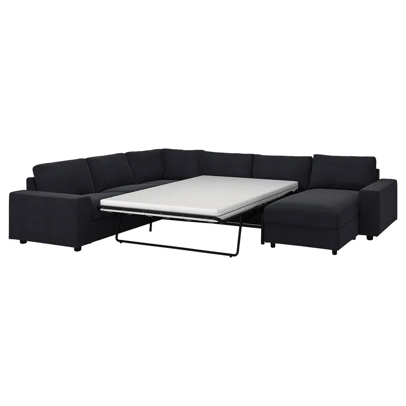 IKEA VIMLE ВІМЛЕ, кут диван-ліжко, 5-місн з кушеткою, з широкими підлокітниками / Saxemara чорно-синій 595.371.79 фото №1