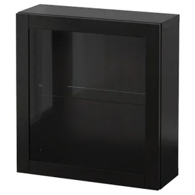 IKEA BESTÅ БЕСТО, настінна комбінація шаф, чорно-коричневий / СІНДВІК чорно-коричневий прозоре скло, 60x22x64 см 094.296.67 фото