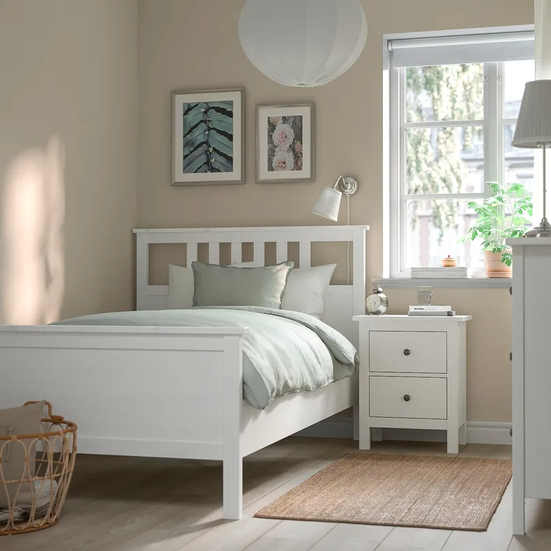 IKEA HEMNES ХЕМНЕС, каркас ліжка з матрацом, біла пляма / Valevåg середньої твердості, 120x200 см 395.419.69 фото №3