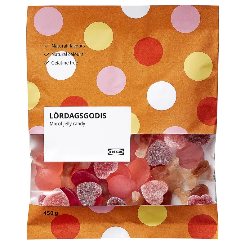 IKEA LÖRDAGSGODIS, ассорти желейных конфет, 450 г 404.974.37 фото №1