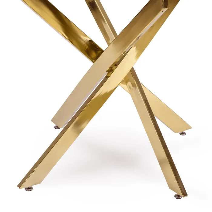 Стол круглый стеклянный MEBEL ELITE SALLO, 110 см, прозрачный/золотой фото №11