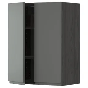 IKEA METOD МЕТОД, навесной шкаф с полками / 2дверцы, черный / Воксторп темно-серый, 60x80 см 794.588.83 фото
