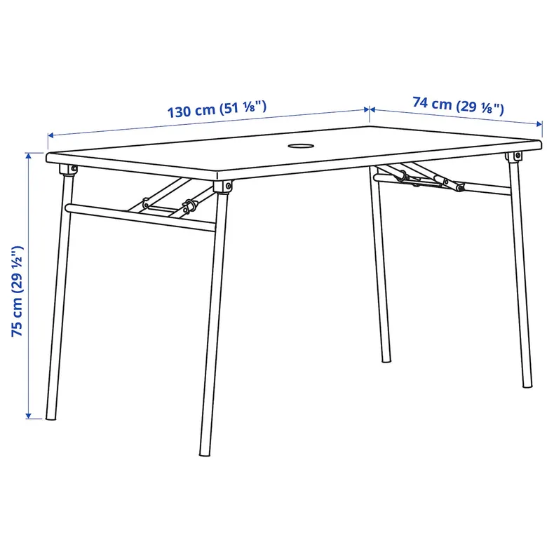 IKEA TORPARÖ ТОРПАРЁ, стол+4 складных стула, д / сада, белый / белый / серый, 130 см 894.948.66 фото №6