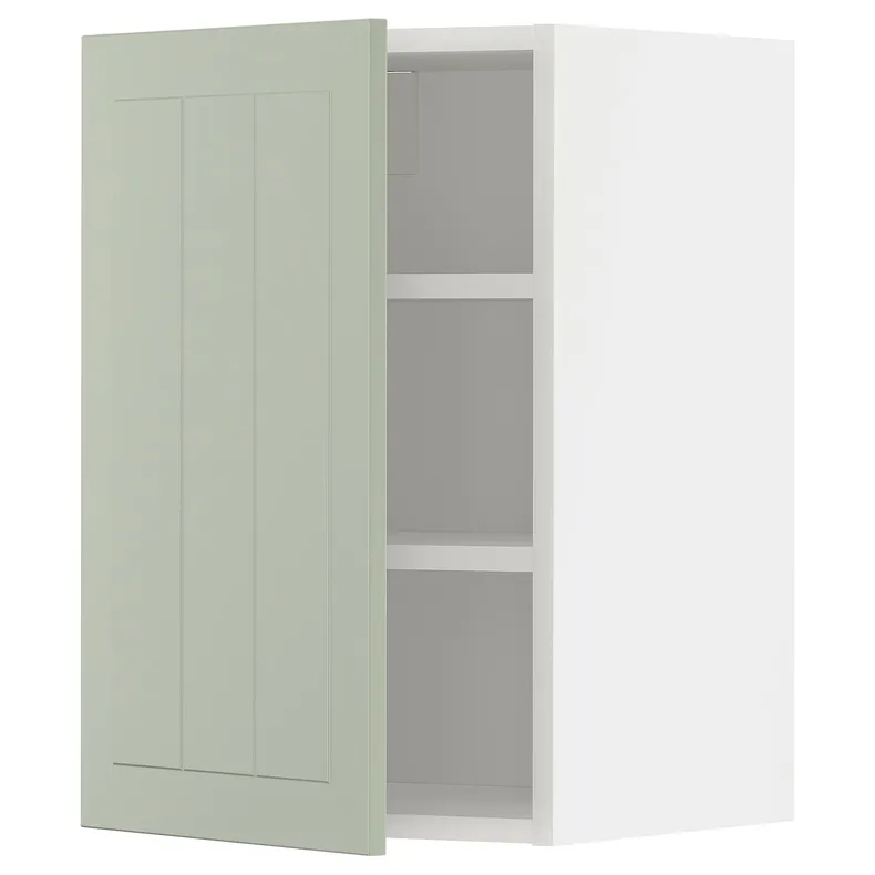 IKEA METOD МЕТОД, навесной шкаф с полками, белый / светло-зеленый, 40x60 см 794.867.01 фото №1