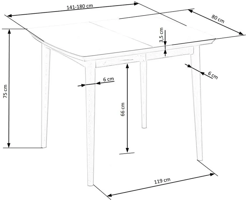 Стіл кухонний HALMAR BARRET 90-190x80 см, стільниця - білий матовий, ніжки - дуб лефкас фото №18