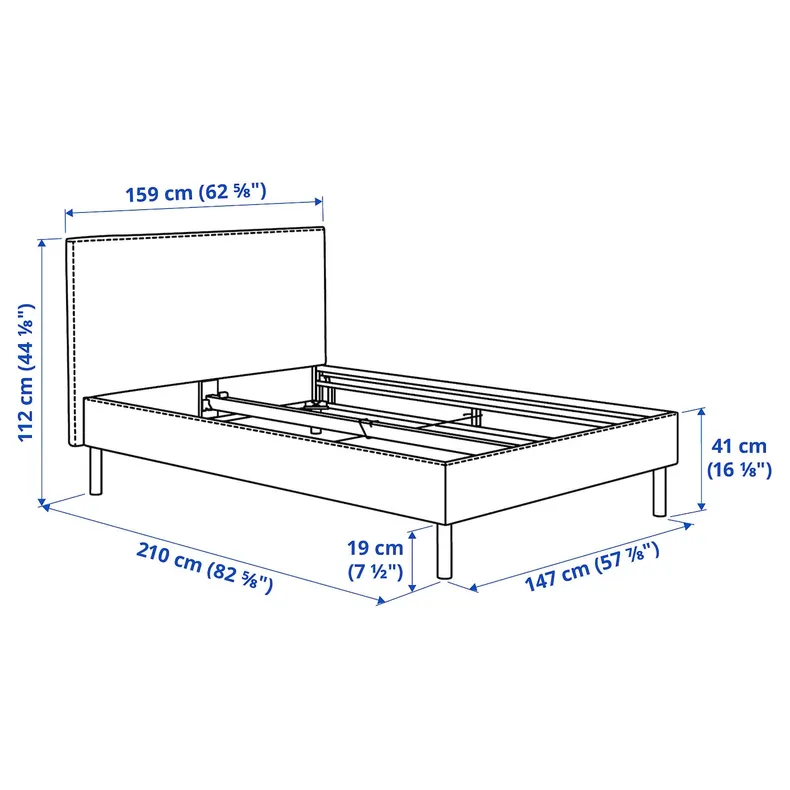 IKEA TÄRNKULLEN ТЕРНКУЛЛЕН, чохол основи ліжка, ТІББЛЕБЮ бежевий/сірий, 140x200 см 005.846.72 фото №6