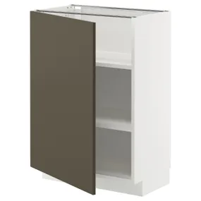 IKEA METOD МЕТОД, напольный шкаф с полками, белый/гавсторпский коричневый/бежевый, 60x37 см 595.588.45 фото