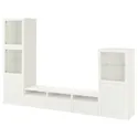IKEA BESTÅ БЕСТО, комбінація шаф для тв / скляні дверц, білий / ХАНВІКЕН білий прозоре скло, 300x42x193 см 493.307.92 фото thumb №1