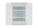 BRW Кутова кухонна шафа 60 см одинарна з вітриною права світло-сірий глянець, альпійський білий/світло-сірий глянець FH_GNWU_60/72_PV-BAL/XRAL7047 фото thumb №1