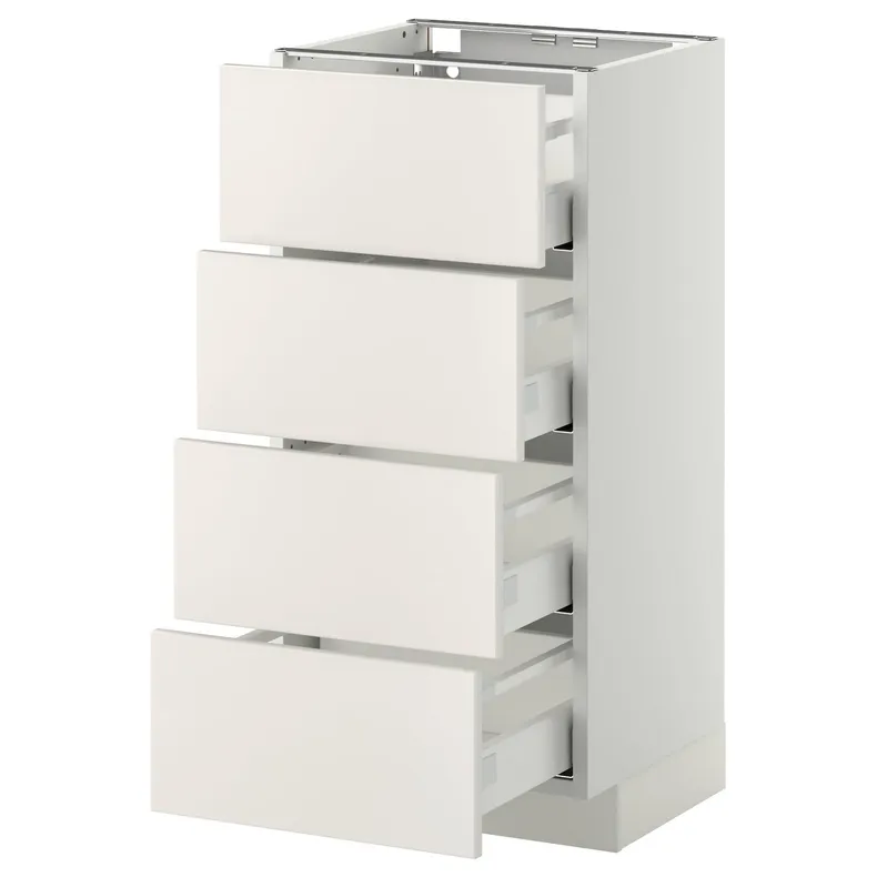 IKEA METOD МЕТОД / MAXIMERA МАКСИМЕРА, напольн шкаф 4 фронт панели / 4 ящика, белый / белый, 40x37 см 390.263.01 фото №1