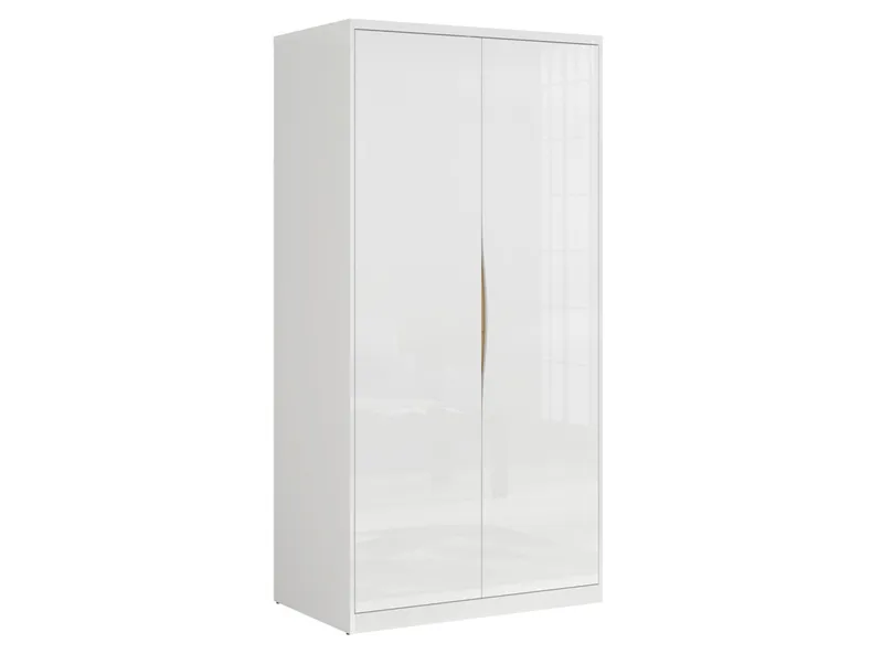 BRW Двухдверный шкаф Pori 100 см в белом глянце, белый глянец SZF2D-BIP фото №1