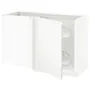 IKEA METOD МЕТОД, угловой напол шкаф с выдвижн секц, белый / Воксторп матовый белый, 128x68 см 594.614.19 фото