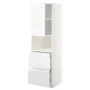 IKEA METOD МЕТОД / MAXIMERA МАКСИМЕРА, высокий шкаф д / СВЧ / дверца / 2ящика, белый / Воксторп глянцевый / белый, 60x60x200 см 794.582.08 фото