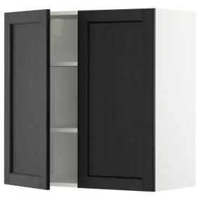IKEA METOD МЕТОД, навесной шкаф с полками / 2дверцы, белый / Лерхиттан с черными пятнами, 80x80 см 894.554.93 фото