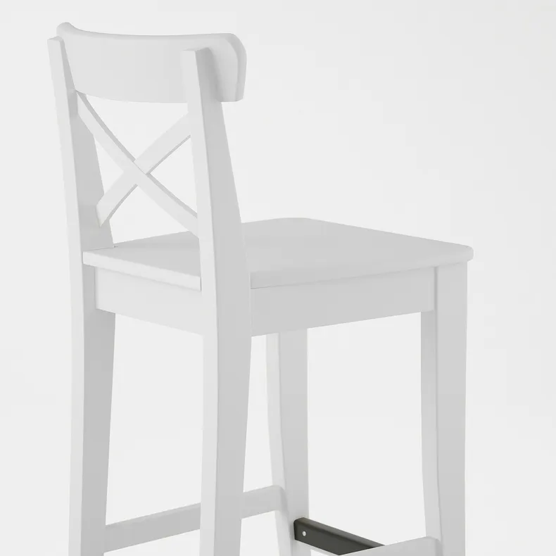IKEA INGOLF ІНГОЛЬФ, барний стілець зі спинкою, білий, 63 см 101.226.47 фото №5