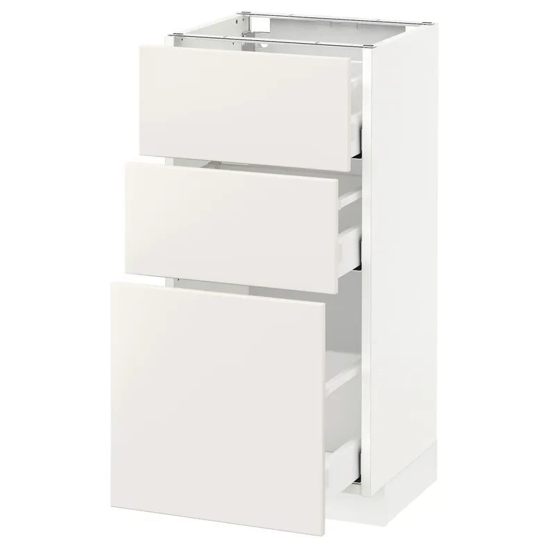 IKEA METOD МЕТОД / MAXIMERA МАКСІМЕРА, підлогова шафа з 3 шухлядами, білий / ВЕДДІНГЕ білий, 40x37 см 590.521.29 фото №1