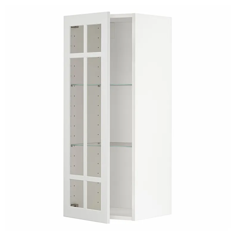 IKEA METOD МЕТОД, навесной шкаф / полки / стеклян дверца, белый / Стенсунд белый, 40x100 см 694.610.70 фото №1