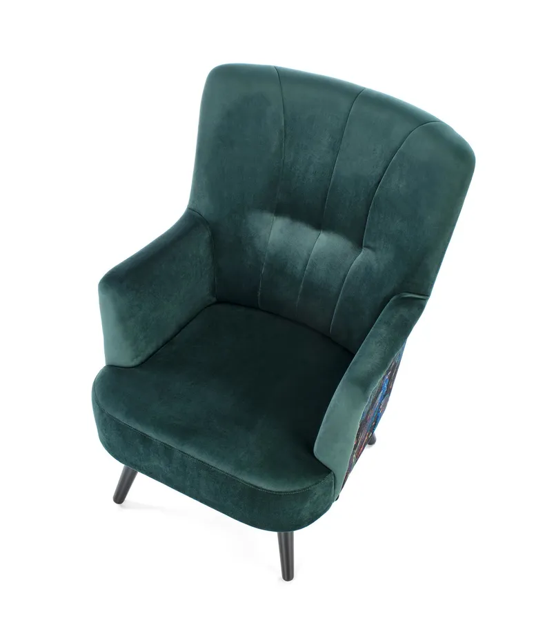 Крісло м'яке HALMAR PAGONI темно-зелений/чорний (тканина Bluvel #78) фото №10