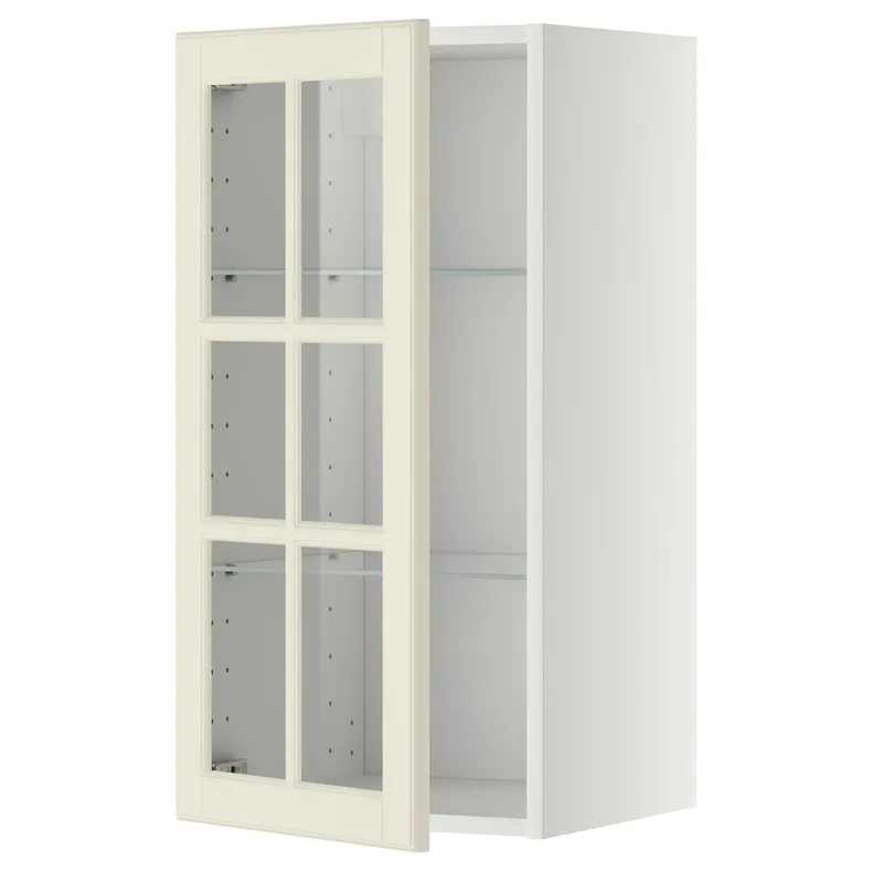 IKEA METOD МЕТОД, навісна шафа,полиці / скляні дверцята, білий / БУДБІН кремово-білий, 40x80 см 693.949.76 фото №1