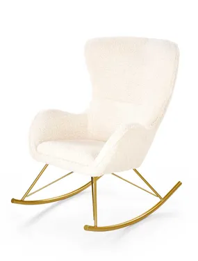 Мягкое кресло-качалка HALMAR LIBERTO, кремовый / золотой фото