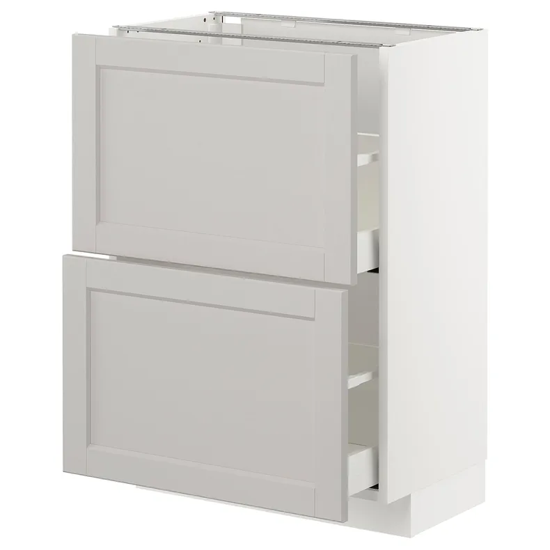 IKEA METOD МЕТОД / MAXIMERA МАКСИМЕРА, напольный шкаф с 2 ящиками, белый / светло-серый, 60x37 см 392.742.54 фото №1