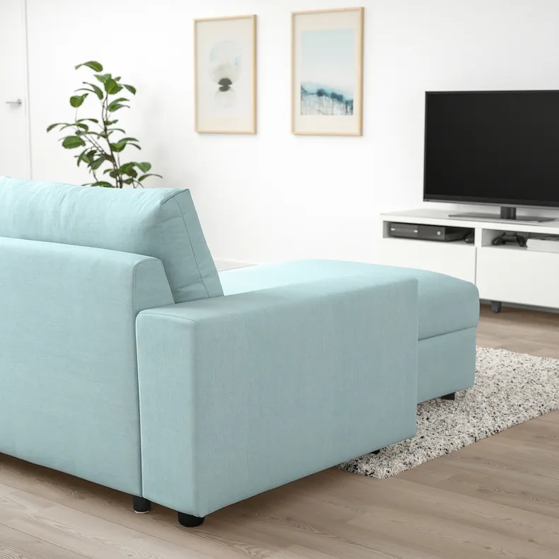 IKEA VIMLE ВІМЛЕ, 4-місний диван із кушеткою, з широкими підлокітниками / САКСЕМАРА світло-синій 394.017.80 фото №3