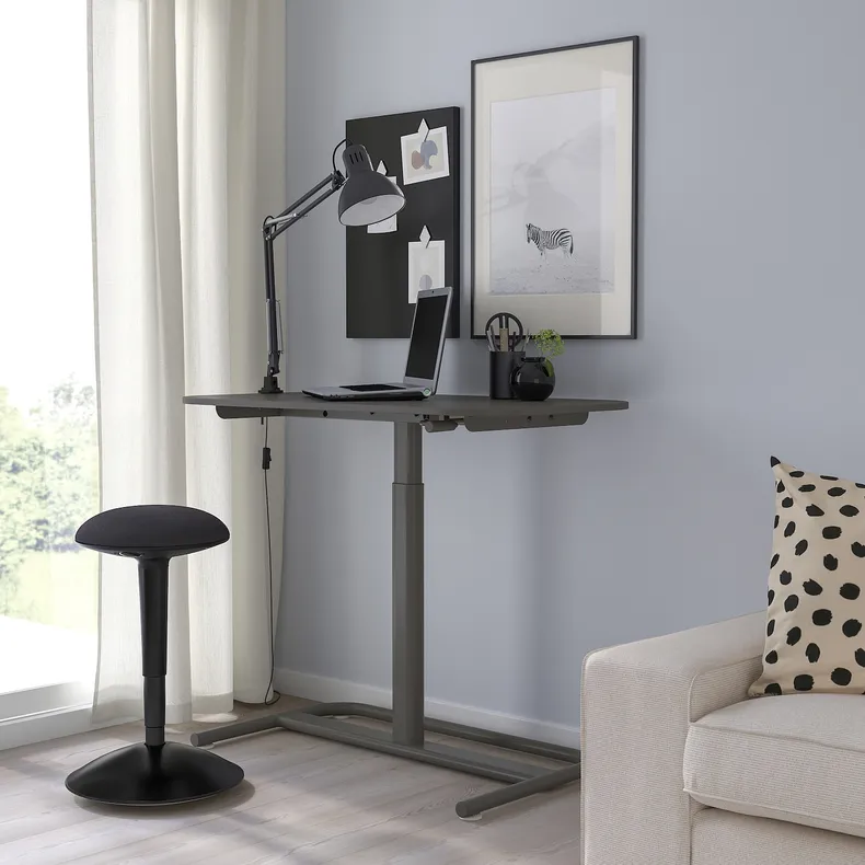IKEA SEGRARE СЕГРАРЕ, стіл регульований, темно-сірий, 110x60 см 405.347.03 фото №3