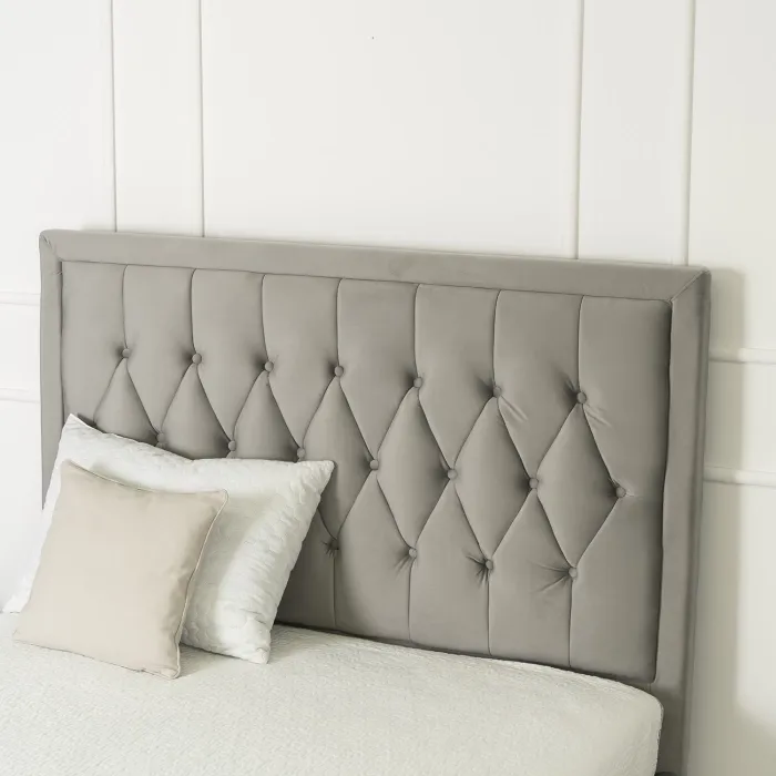 Кровать двуспальная бархатная MEBEL ELITE EVAN Velvet, 140x200 см, серый фото №5