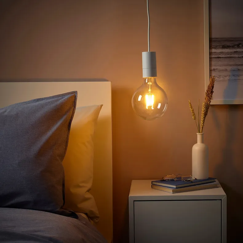 IKEA SUNNEBY СУННЕБЮ / LUNNOM ЛУННОМ, подвесной светильник с лампочкой, белое / прозрачное стекло 794.944.52 фото №2