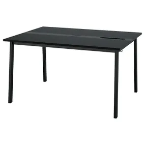 IKEA MITTZON МІТТЗОН, стіл для конференцій, шпон ясена, тонований чорним/чорним, 140x108x75 см 195.333.95 фото