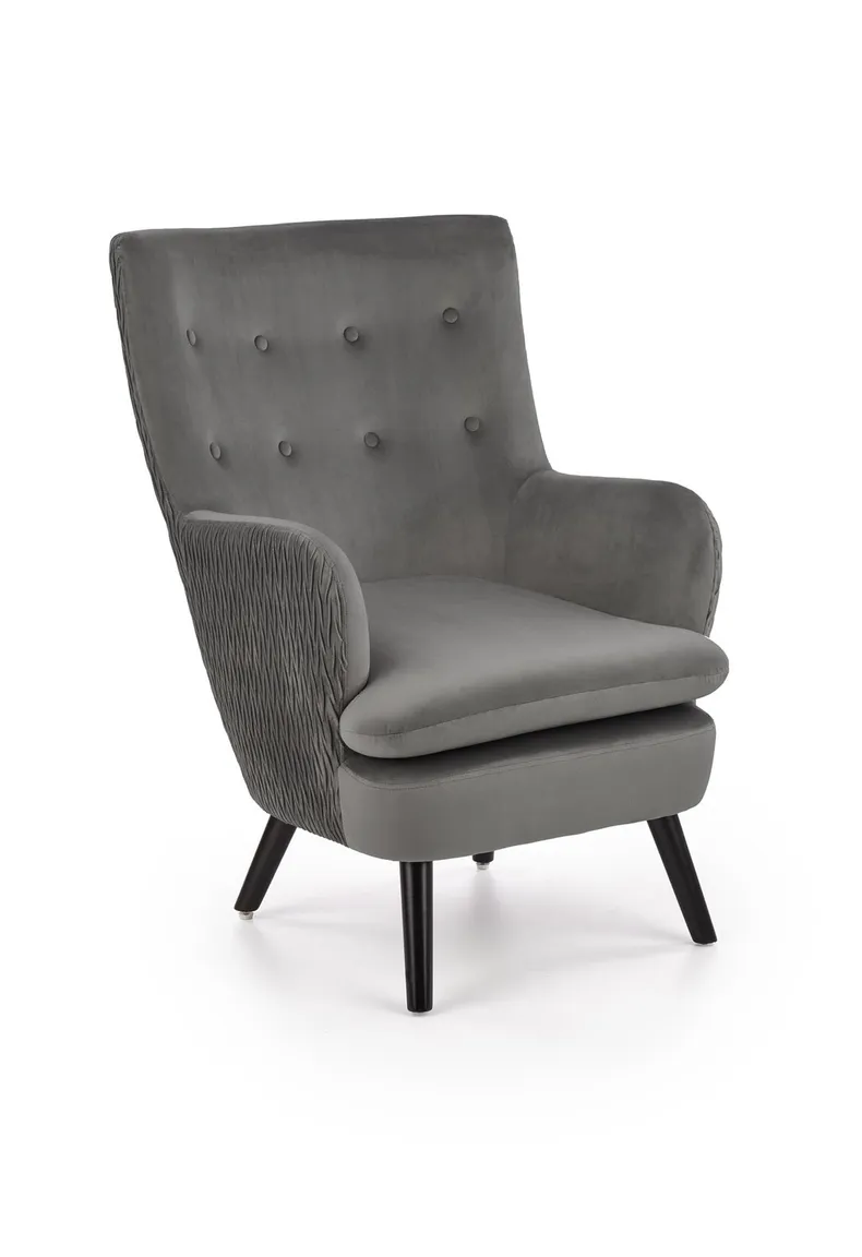Кресло мягкое HALMAR RAVEL серый/черный фото №1