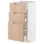 IKEA METOD МЕТОД / MAXIMERA МАКСІМЕРА, підлогова шафа з 3 шухлядами, білий / світлий бамбук Фрьойєра, 40x37 см 593.303.05 фото