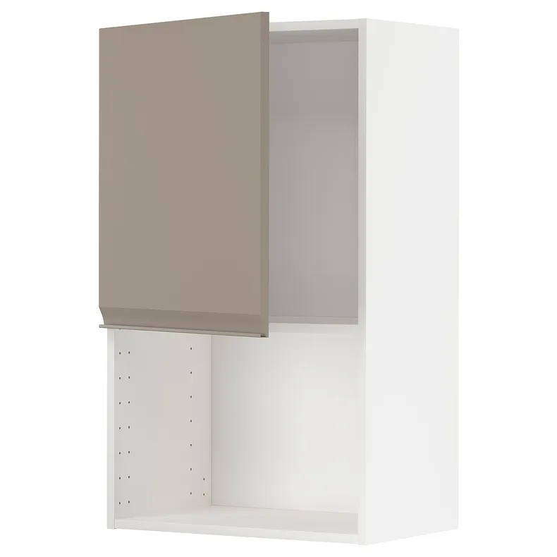 IKEA METOD МЕТОД, навесной шкаф для СВЧ-печи, белый / матовый темно-бежевый, 60x100 см 094.916.02 фото №1