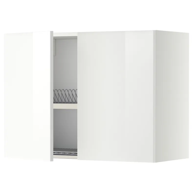 IKEA METOD МЕТОД, навесной шкаф с сушилкой / 2дверцы, белый / Рингхульт белый, 80x60 см 294.574.52 фото №1