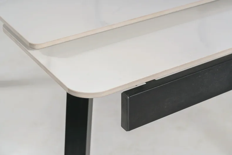 Обеденный раскладной стол SIGNAL JOHNN, белый мрамор / черный матовый, 85x120 фото №8